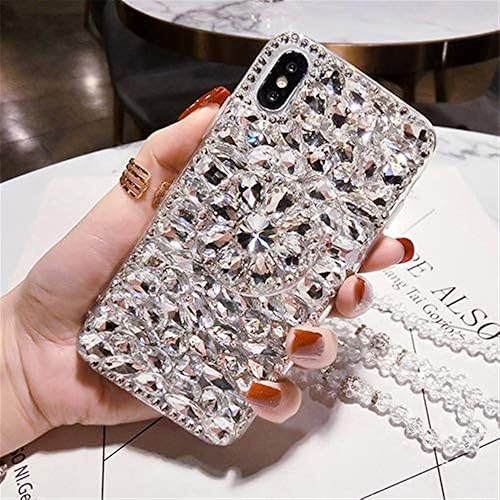 Miniatura 8 de Funda con función atril de diamantes para Moto X4, hecha a mano en 3D, con piedras brillantes, con correa de cristal, para Motorola Moto X4 de 5.2