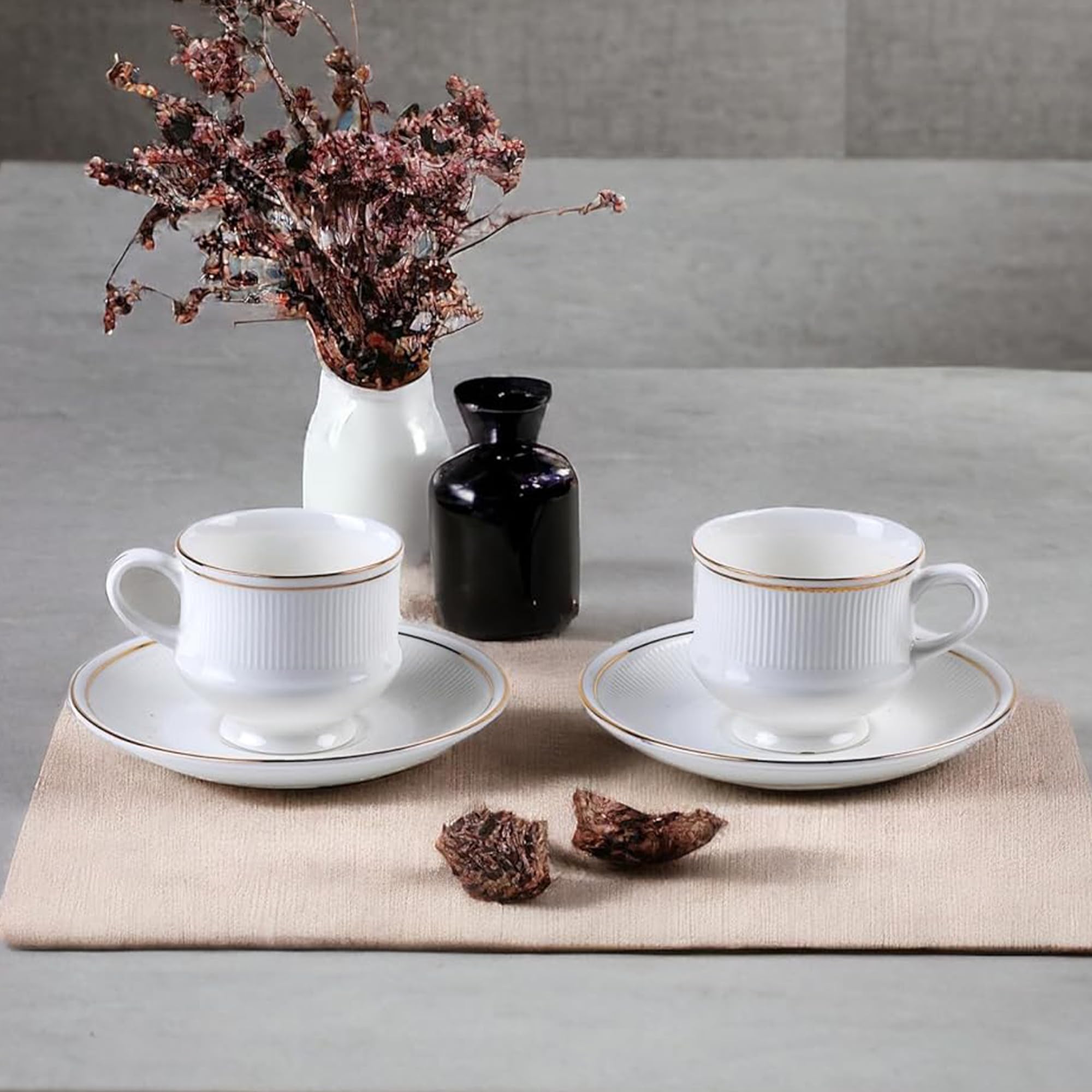 U.P.C Set of 6 Cup & Saucer Sets New Modern Design Fine Bone China