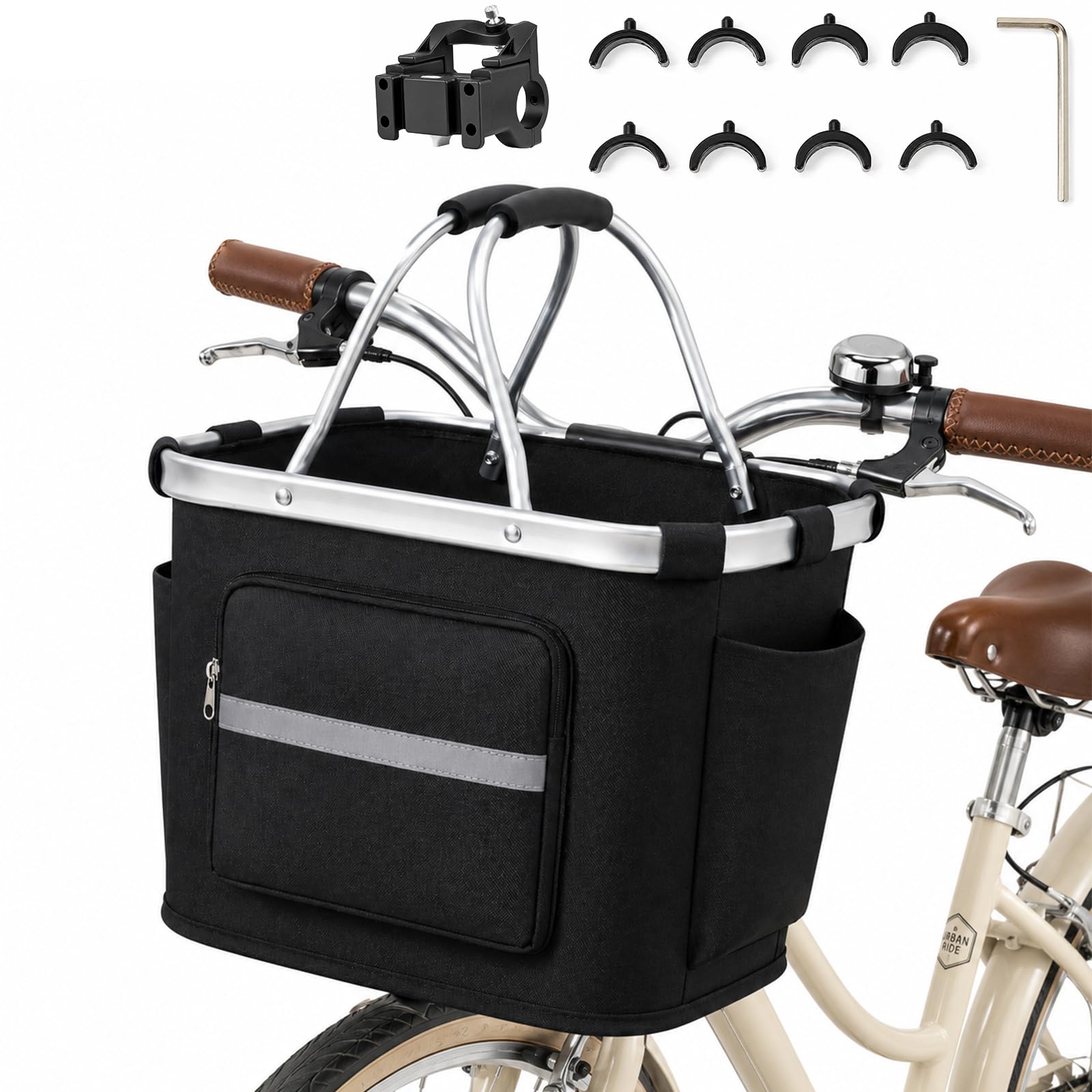 Bike Front Basket Detachable Folding Waterproof Cycling Storage Bag