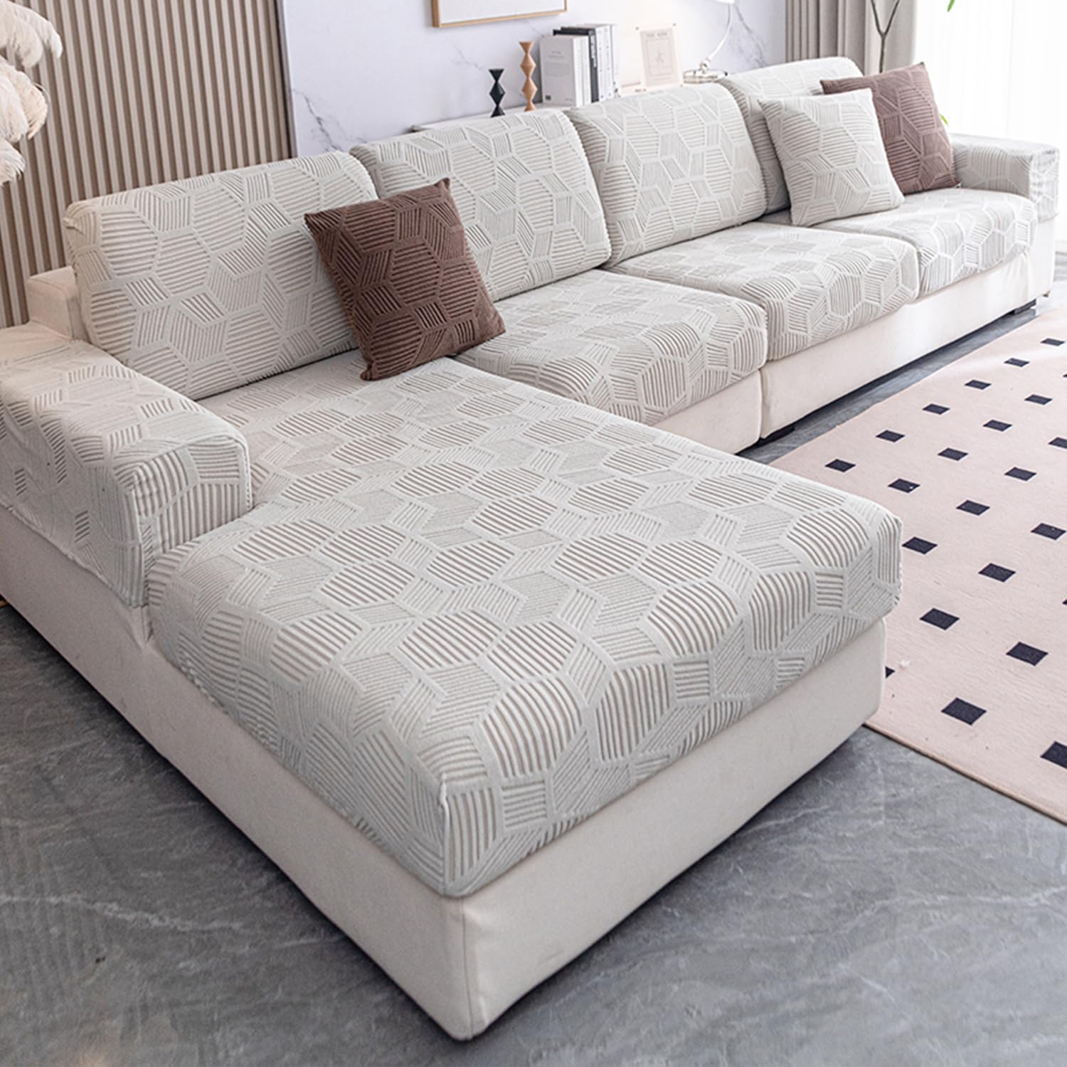 Housse de canapé stretch imperméable gris clair pour protéger votre angle de salon