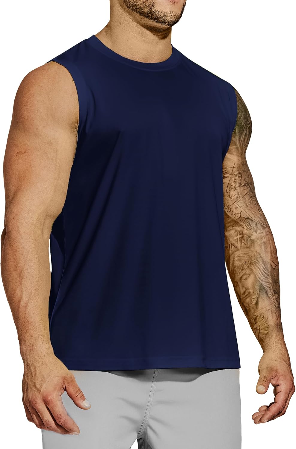 MIER Mens Workout Tank Tops Quick Dry Sleeveless UPF 50+ Muscle Tee Shirts for Athletic Gym Running Swim Beach Training - Image 7