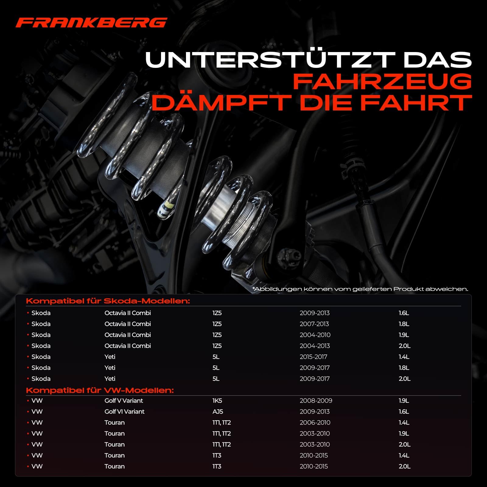 Frankberg 2x Federn Fahrwerksfeder Hinterachse Replace# 1K0511115CS