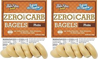 ThinSlim Foods Keto Bagels | Keto Bread Alternative | Low Carb Plain, 2 Pack (6 Zero Net Carb Bagels Per Pack)