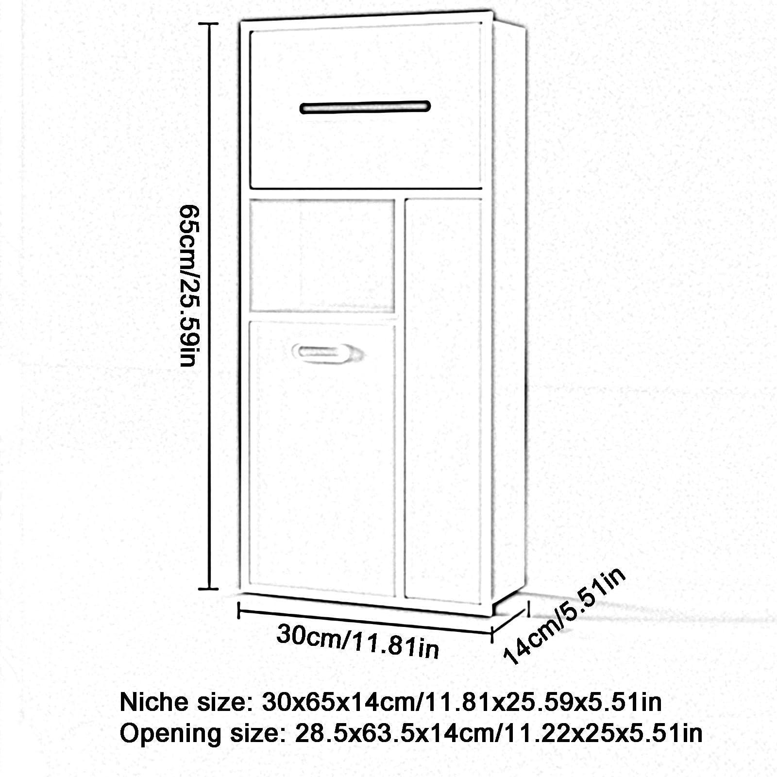 Naścienna łazienka ze stali nierdzewnej z miejscem na papier toaletowy, wbudowany kosz na śmieci i uchwyt na szczotkę toaletową, 30 x 65 x 14 cm, stylowy szary nizer do sypialni, biura, kuchni