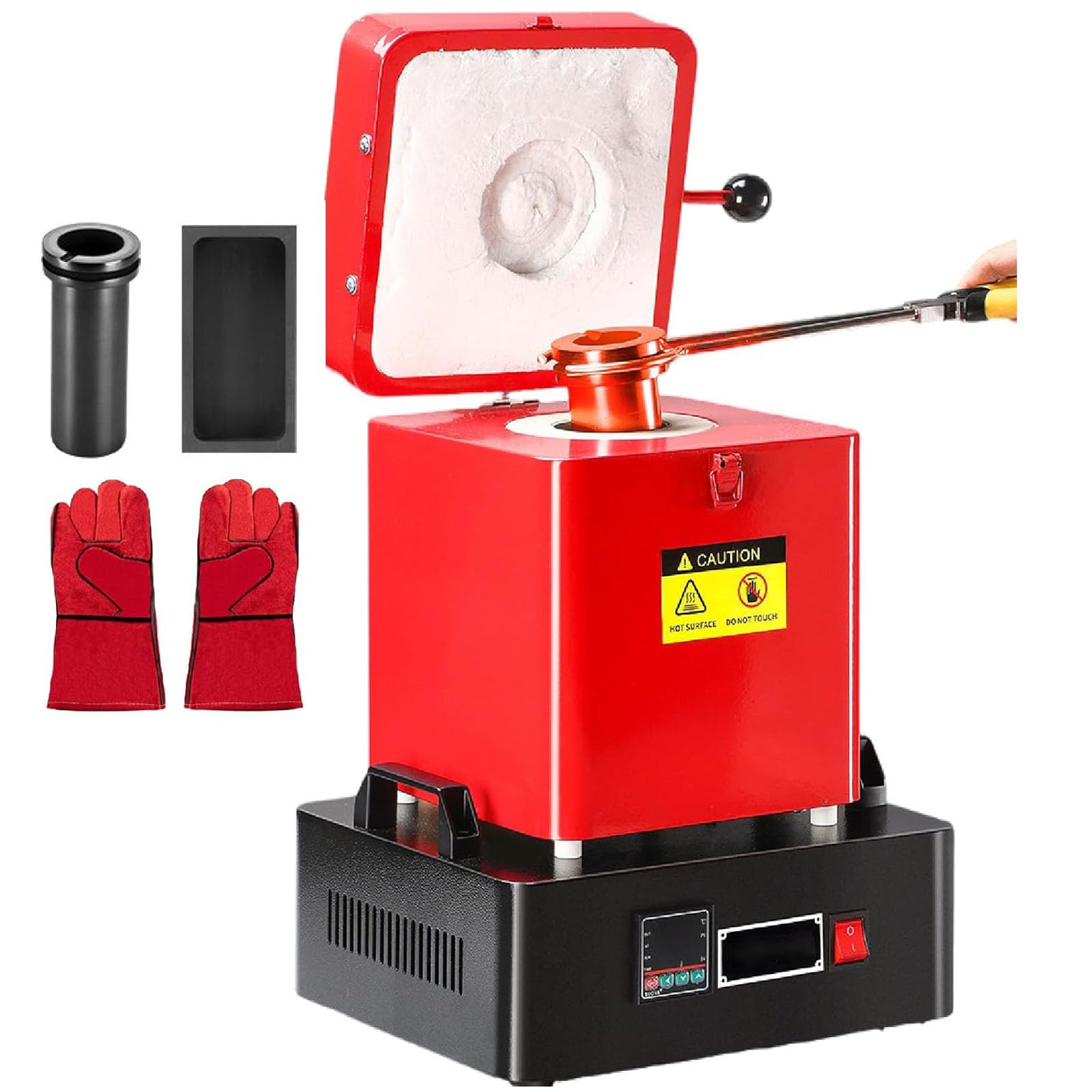 Elektryczny piec do topienia 2300 W do złota, srebra, miedzi, aluminium, 1/2/3 kg, maks. 1180°C, idealny do odlewania złomu i biżuterii