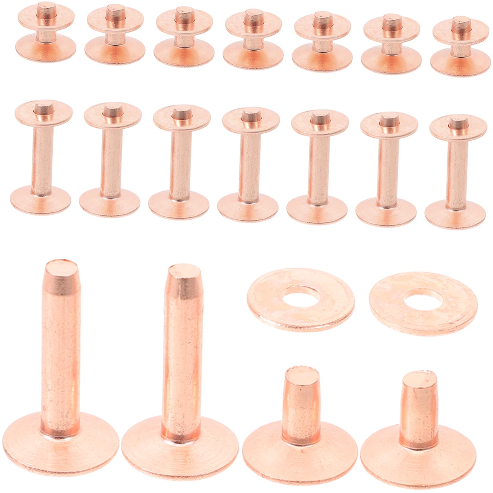 VILLCASE 154piezas Clavos de Cobre Remaches Redondos de Metal para Cuero Kit de Remaches Metálicos para Manualidades Clavos para Bolsos Punk Uso Cinturones de Cuero y Zapatos