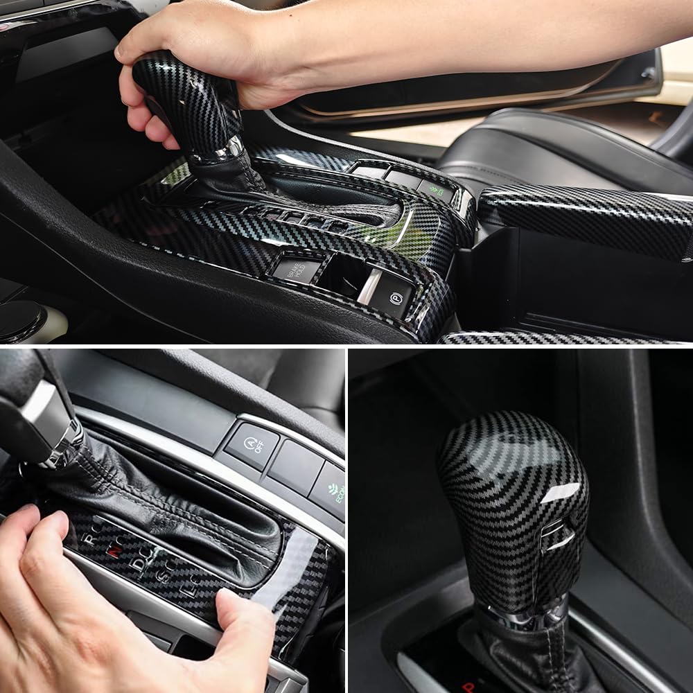 Kohlefaser-Konsolenabdeckung Für Honda Civic 2016-2021 - Trocken Carbon Schalthebel Verkleidung