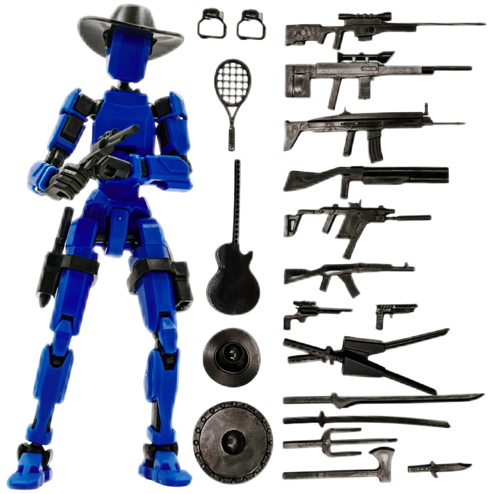 WSXQAZ T13 Action Figure Set (No Assembly), Multi-Jointed Movable Robot Toys, 3D Printed Multi-Jointed Movable, T13 Action Figures Desktop Decorations for Game Lovers Toy (Dark Blue)