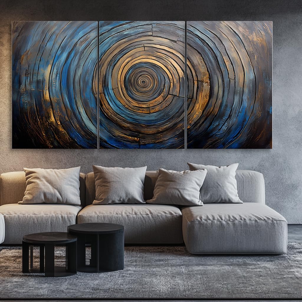 KUBOKA Abstract Tree Rings Triptych, 3 Piece Canvas Wall Art, Modern Art Prints for Home Decor, Canvas Painting Artwork, Ideal for Living Room, Bedroom, Office, Dining Room (24x36 inch)