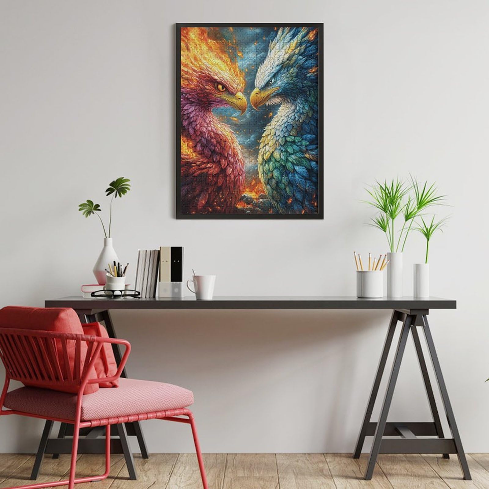 Phoenix And Owl 500 Piece Jigsaw Puzzle for Adults Teens Animals And Plants Dorm Room Decor Study Break Challenging Puzzle Great Gift for College 500 PCS