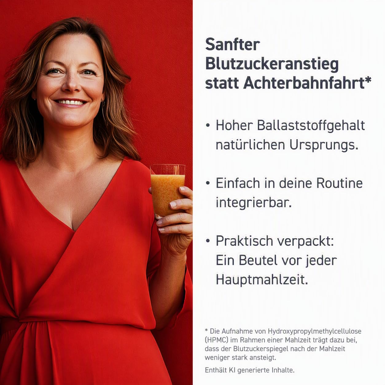 Ballaststoff-Drink - 30 Beutel - Ballaststoffe für einen geringeren Blutzuckeranstieg nach dem Essen* - alltagstauglich, 1x täglich, vegan, glutenfrei, zuckerfrei, laktosefrei