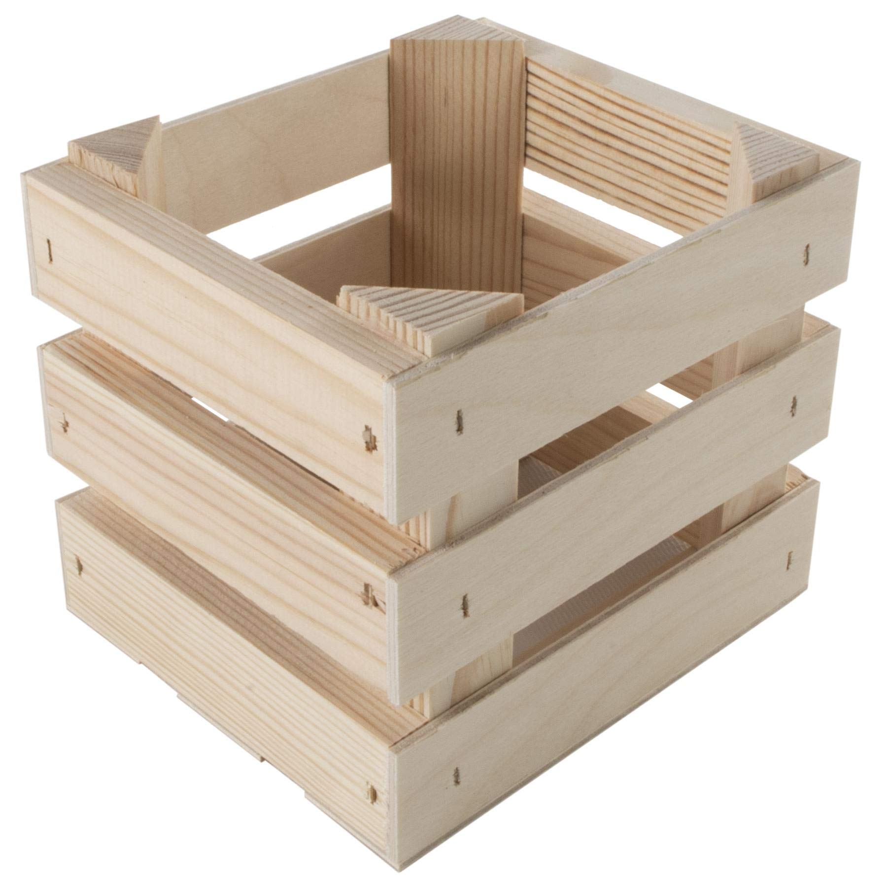 Woodeedoo Natural Small Cube Wooden Display Crate | 14 X 12 X 12 Cm | Presentation Storage Box | Plain Unpainted & Untreated Pine For Craft