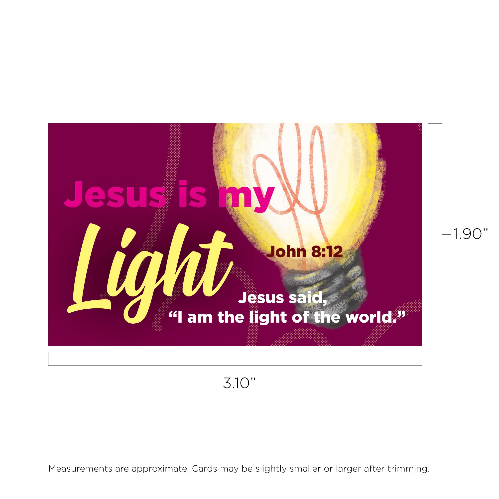 Jesus is my Light, John 8:12, Bulk Pack of 25 Affirmation Scripture Cards for Kids, Pass it On Christian Bible Verse Cards for Sunday School, Childrens Church, & Youth Group Ministry - Image 5