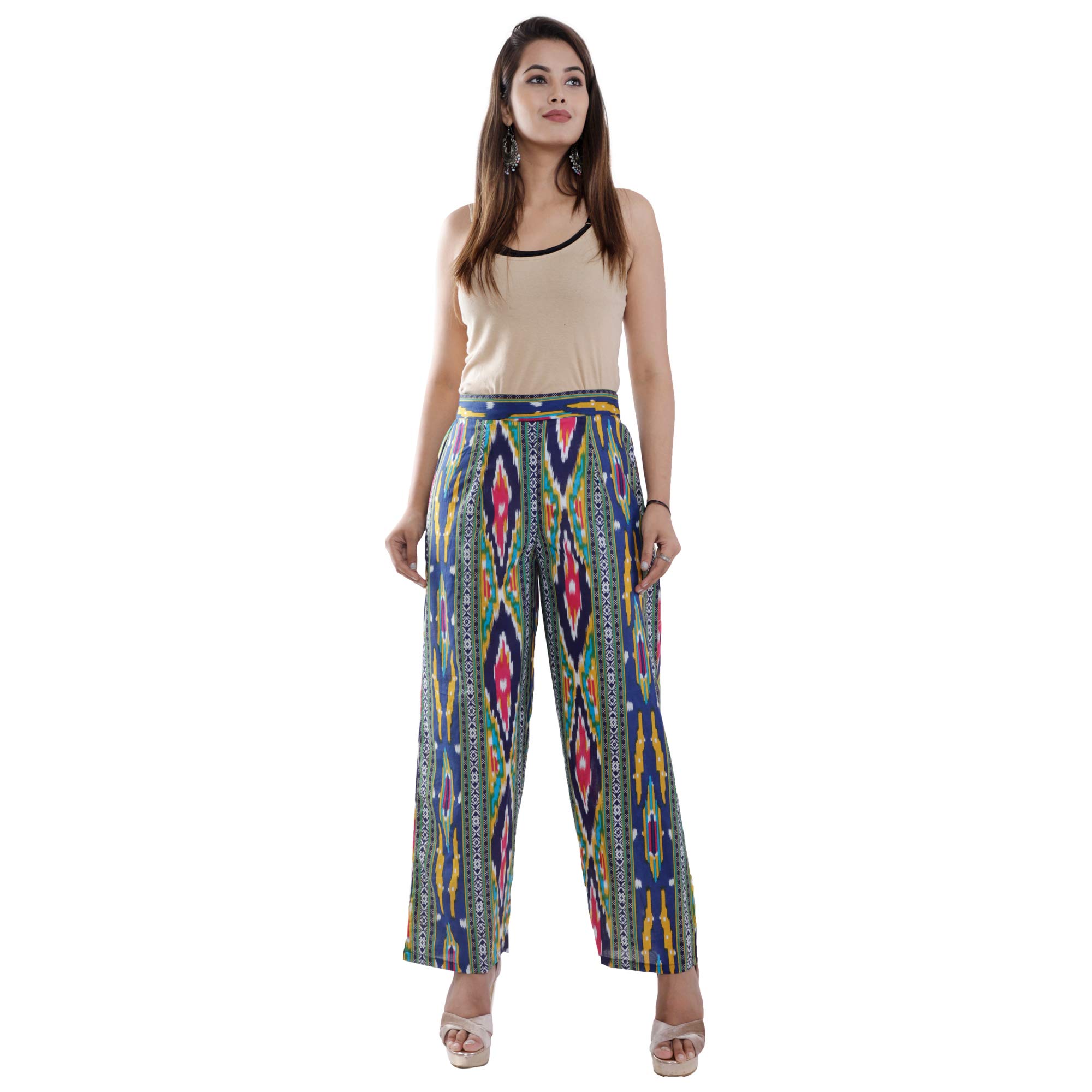 Ramkudi Womens Regular Fit Stretchable Designer Plain Casual Wear Pure Rayon Palazzo Pants