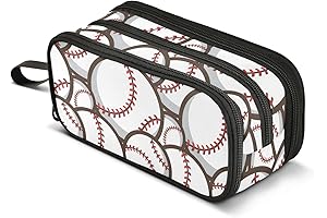 Baseball Pencil Case for Boys: Spacious 3-Compartment Pen Pouch for School, Office, Home