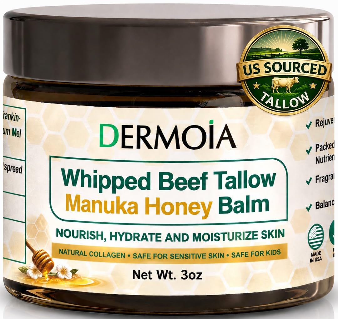 B.Chartier Beef Tallow for Skin- Tallow Balm for face- Tallow Face Moisturizer - Beef Tallow Moisturizer- Tallow and Honey Balm - Grass Fed Beef Tallow For Skin - Tallow Face Cream Lotion (8.0 oz)