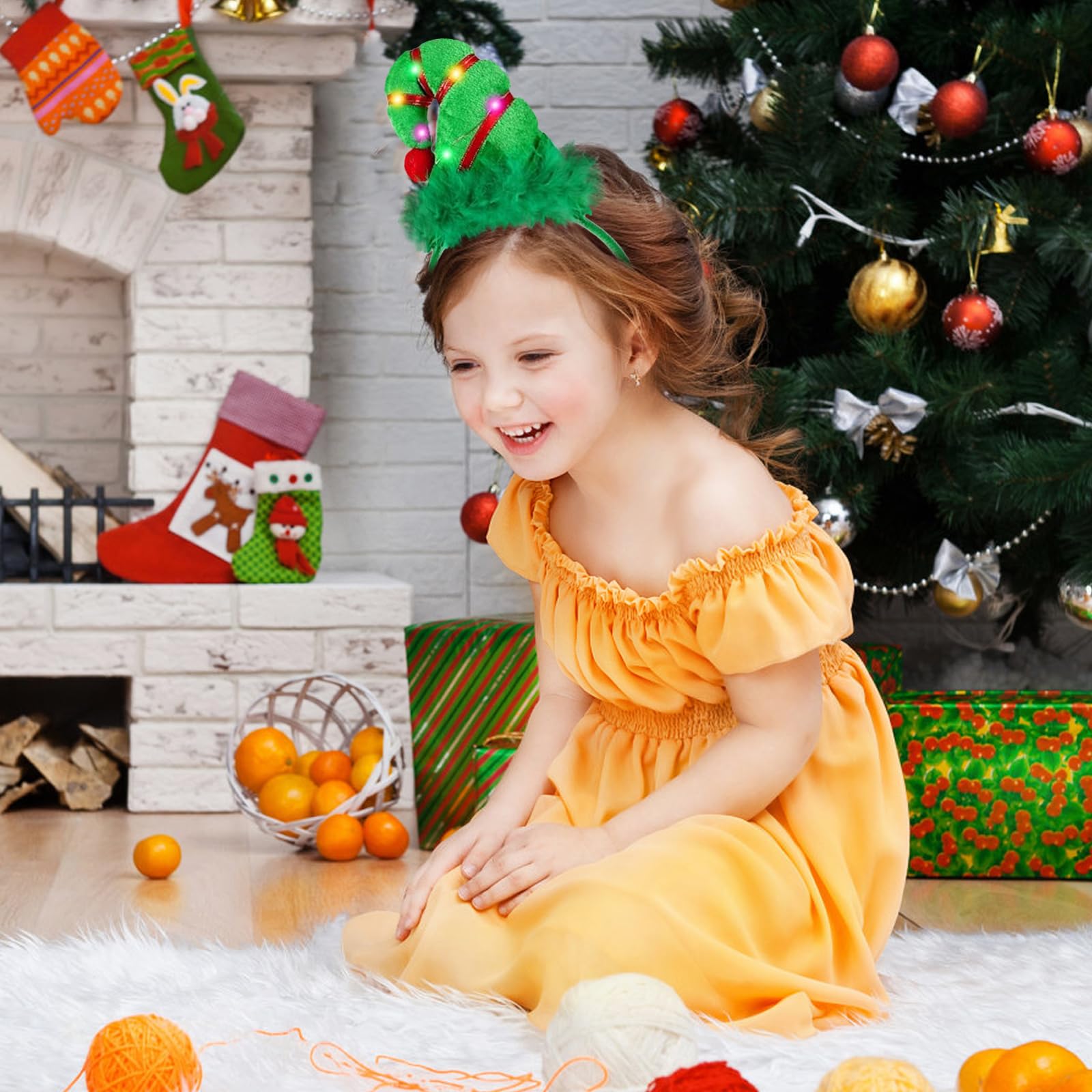 Landifor 2pcs LED Elf Headbands Christmas Light Up Headband Xmas LED Elf Hat Hair Hoop Kids Adult Elves Headwear for Xmas Party Fancy Dress Costume Accessories Photo Booth - Image 3