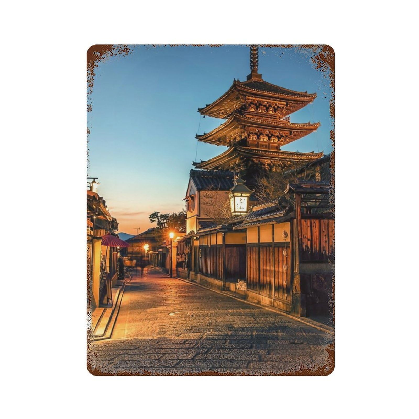 Kyoto At Dusk Retro Metal Sign 15.7"x11.8", Classic Wall Plaque for Garage, Pub Or Kitchen