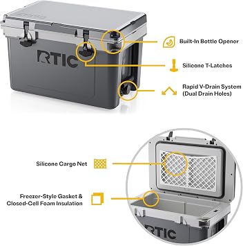 RTIC Ultra-Light 32 Quart Lightweight Hard Cooler, Insulated Portable Ice Chest 13 lbs, 48-Can Capacity, 5-Day Ice Retention, for Camping, Fishing, Beach, Boat, Picnic, Day Trip