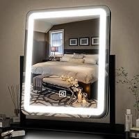 Vista 31 de FENNIO - Espejo de tocador con luces, espejo de maquillaje iluminado LED, pantalla táctil con 3 modos de iluminación, regulable, para mesa