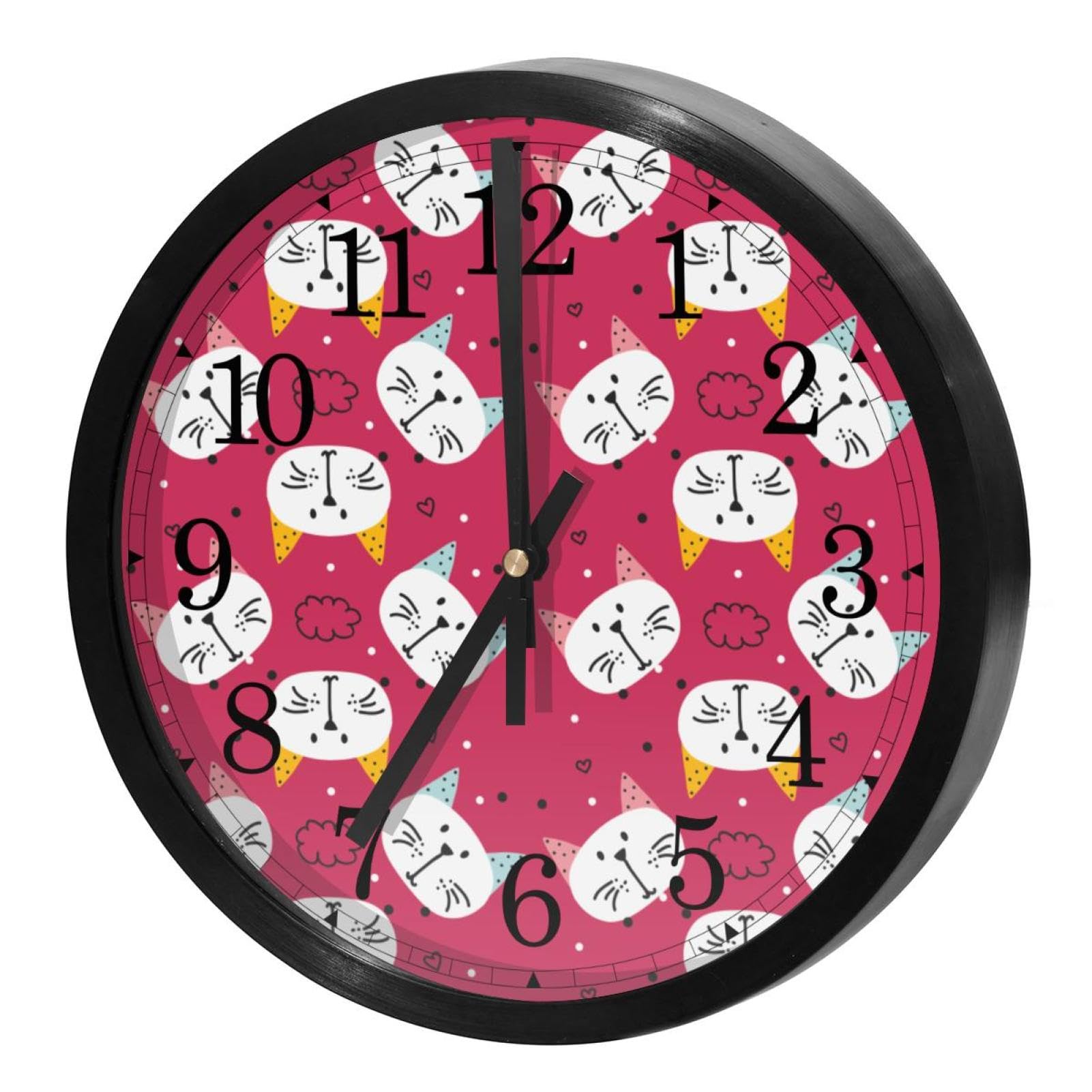 Horloge murale a quartz fonctionnement a piles deco interieure motif chats