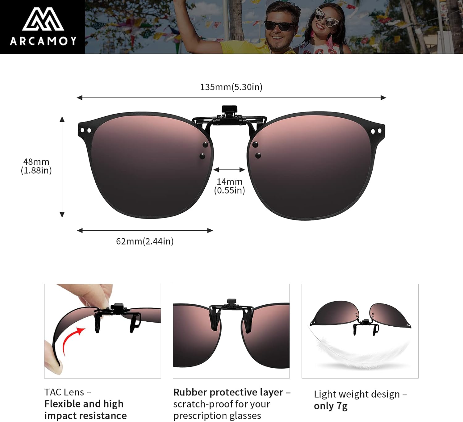 Clip on Sunglasses Over Prescription Glasses Polarized Anti Glare Flip Up UV Protection Glasses For Men Women - Image 3