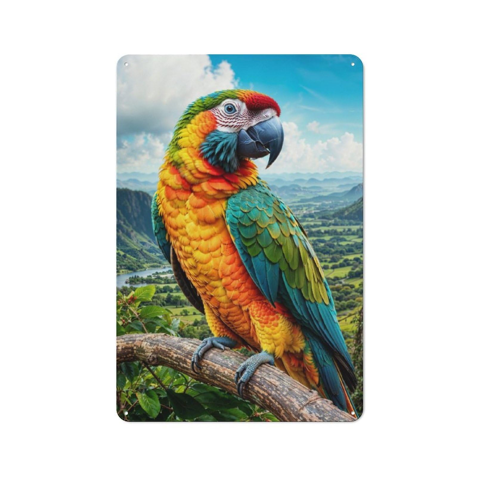 Junmoney Colorful Parrot Printed Metal Sign 30X20cm For Kitchen Or Home Bar, For Kitchen Decor Lovers, For Retro Home Interiors