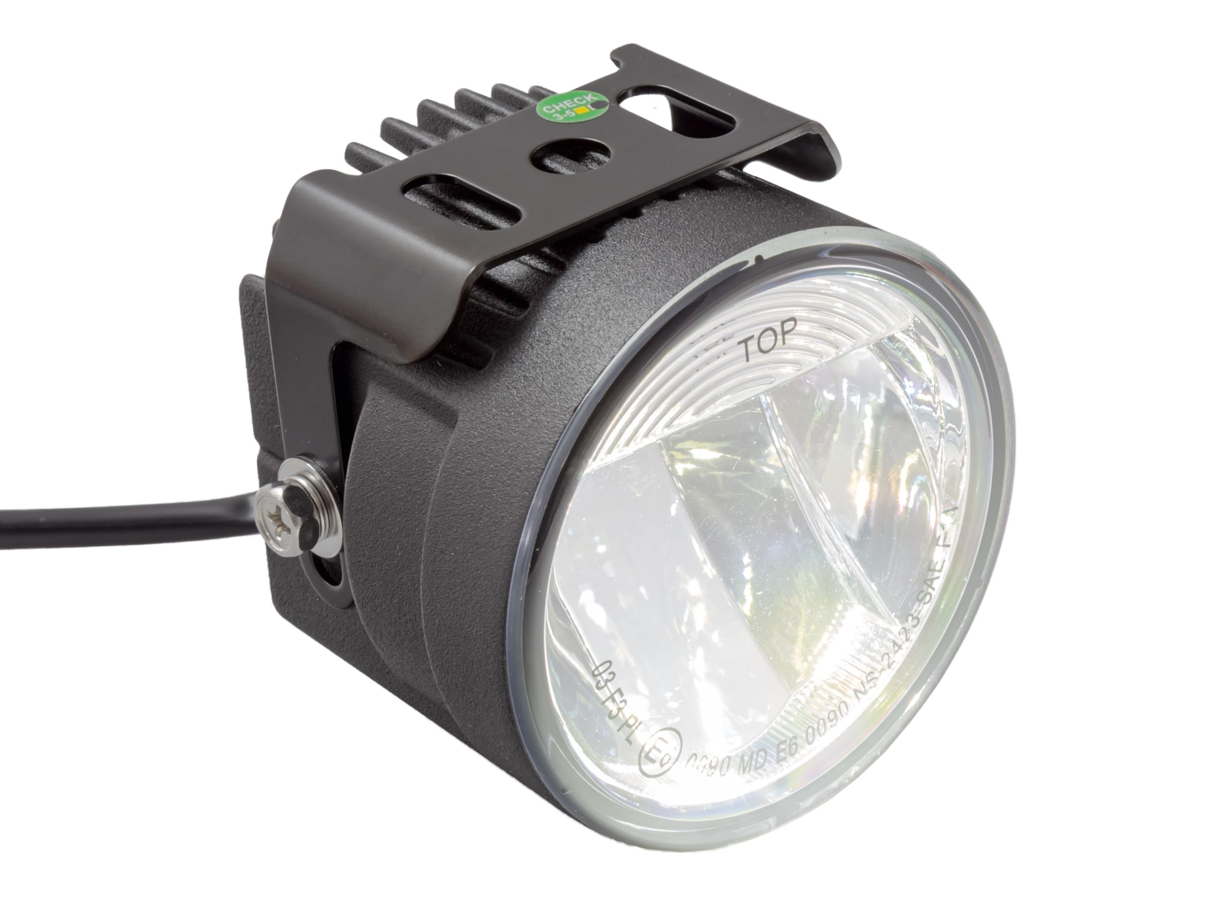 Faro antiniebla Highsider, con una LED High Power, redondo, negro, certificado de seguridad E, 12 V