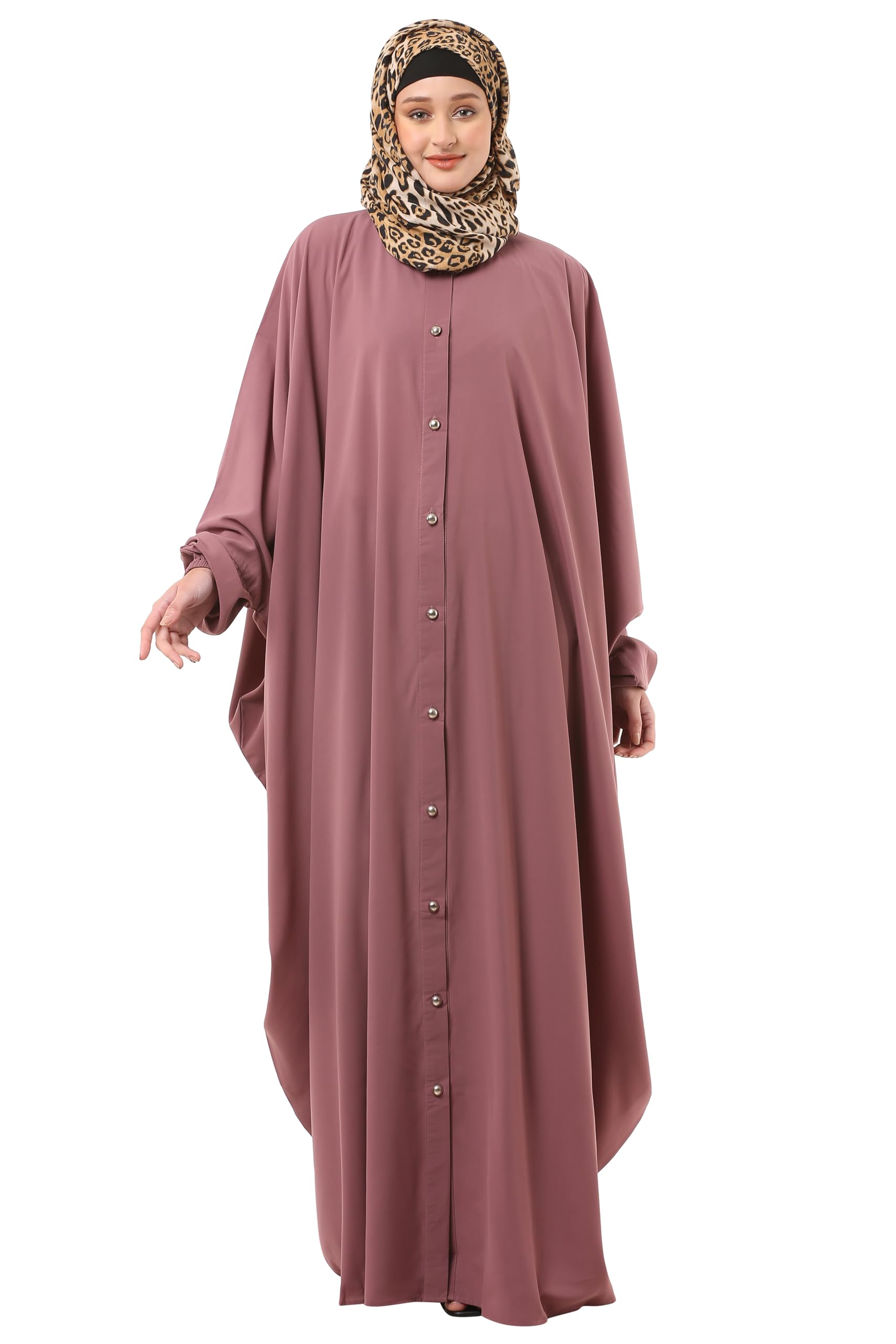 BT - Being TraditionalFront Open Classic Nida Matte Kaftan Abaya Dress for Women with Fashionable Buttons (BT-KAF-015)