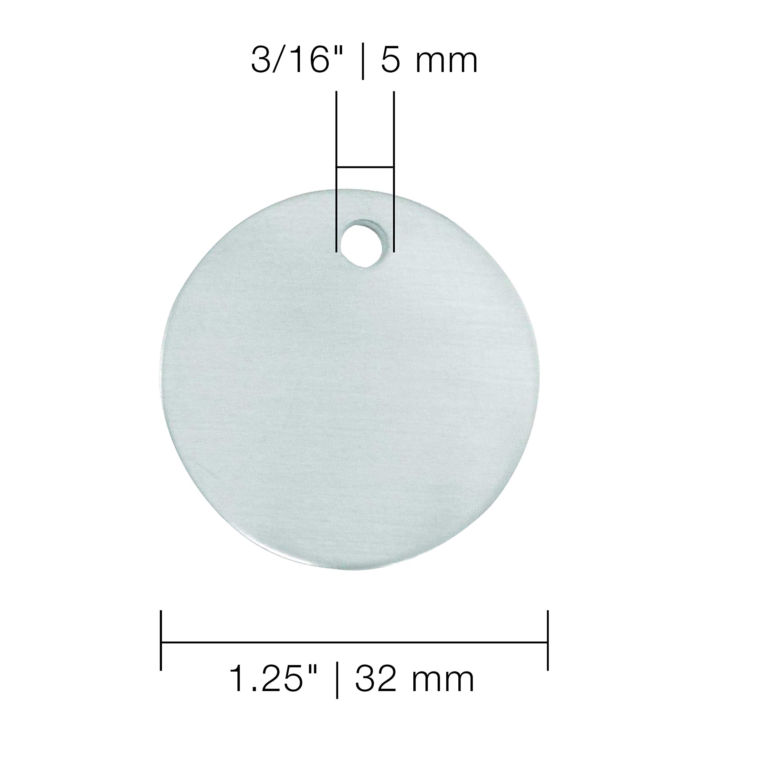 CH Hanson Timbri in metallo – Etichette vuote da 3,8 cm con fori, marchi di nome e animali domestici, attrezzature per etichetta, modello 1090A, durevole in alluminio a 18 gradi (100 pezzi)
