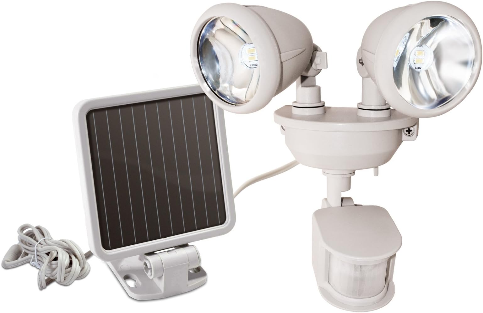 Maxsa 44218 Off-White Solar-Powered Dual Head LED Security Light