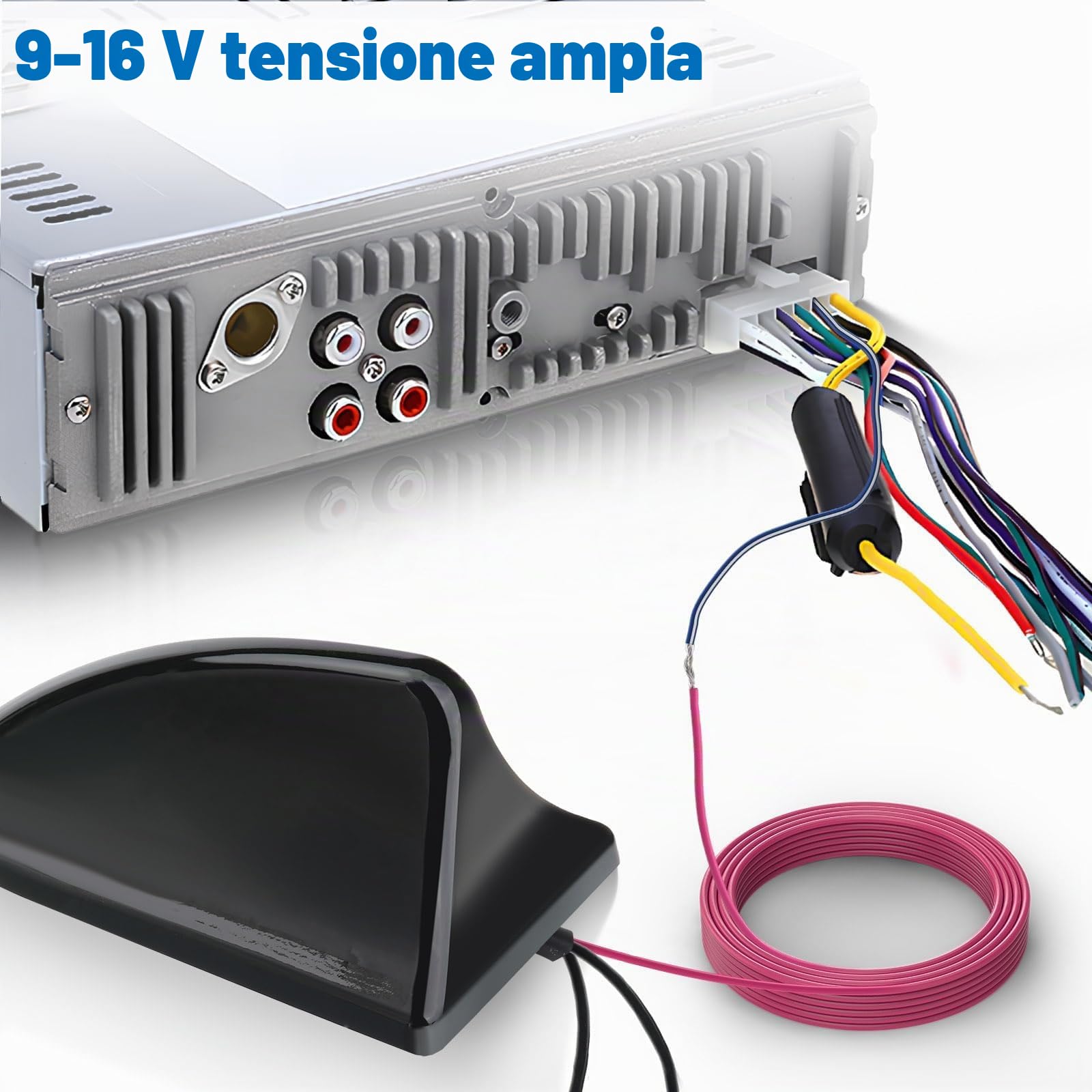 Bingfu Antenna Auto Pinna di Squalo Autoradio FM AM & GPS Beidou GNSS | 8dB LNA, Tensione Larga 9-16V, Impermeabile IP65, Compatibile con Sistemi Stereo e Navigazione Camion Camper Furgoni, Nero