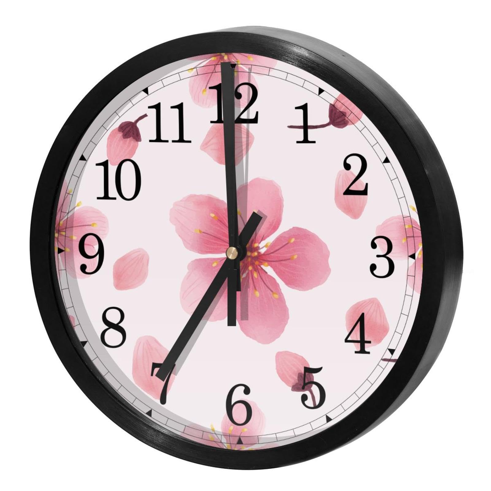 Horloge murale silencieuse quartz élimine le bruit tic-tac motif fleurs de cerisier