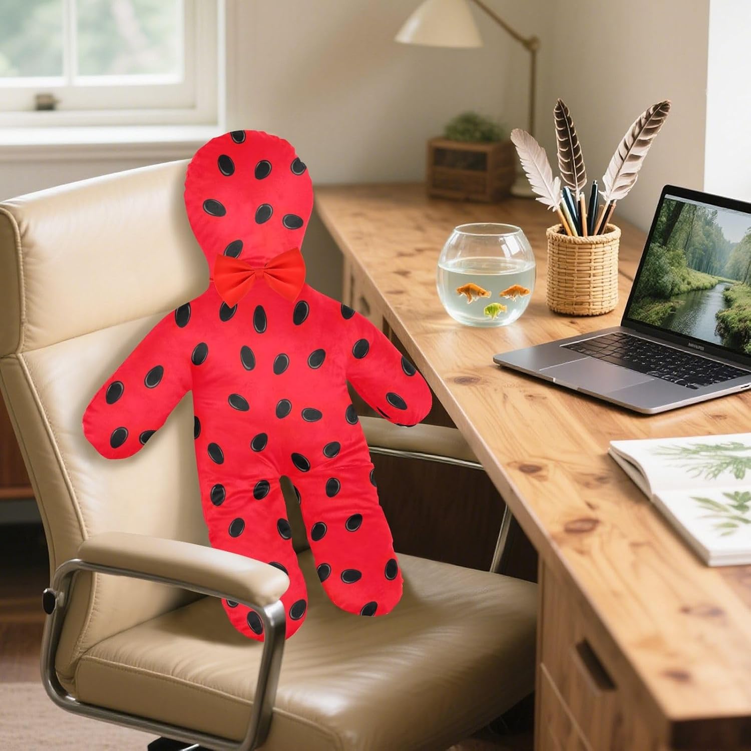 ODAWA Cozy Body Pillow for Stress Relief with Removable Pillowcase, Watermelon Seeds Red Pillow for Lounging 23 x 32 Inch
