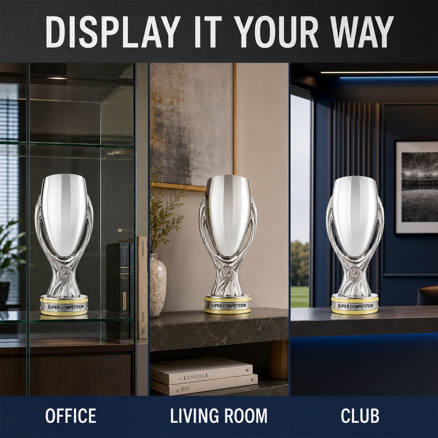 Réplica del Trofeo Europa Super Cup, Copa de Campeones de Fútbol | Premio para Competiciones de Fútbol, Decoración para Oficina Rincón del Aficionado y Hogar, Regalo para Fans de Fútbol