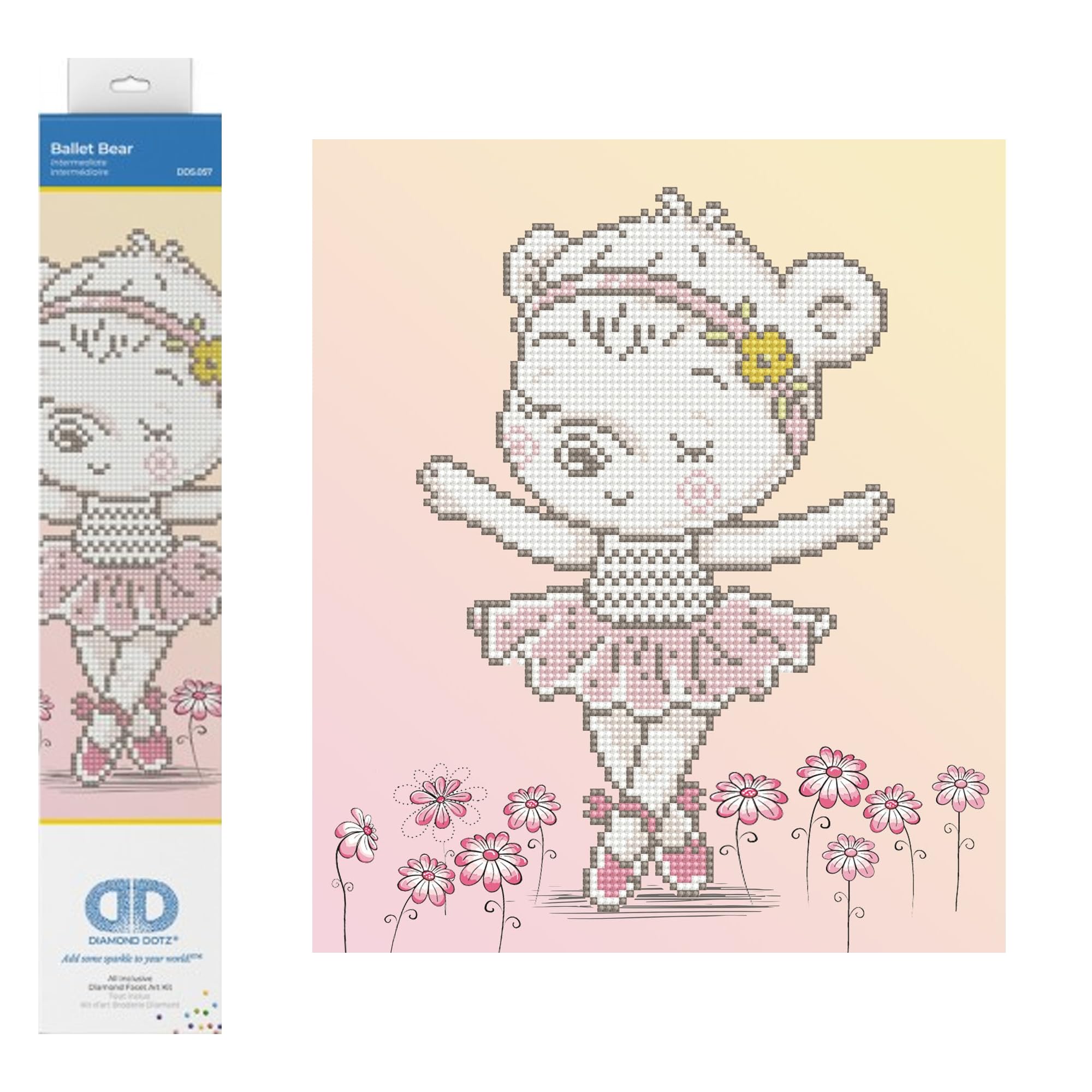 DIAMOND DOTZ Painting, Intermediate Kit DD5, Ballet Bear, 32cm x 32cm