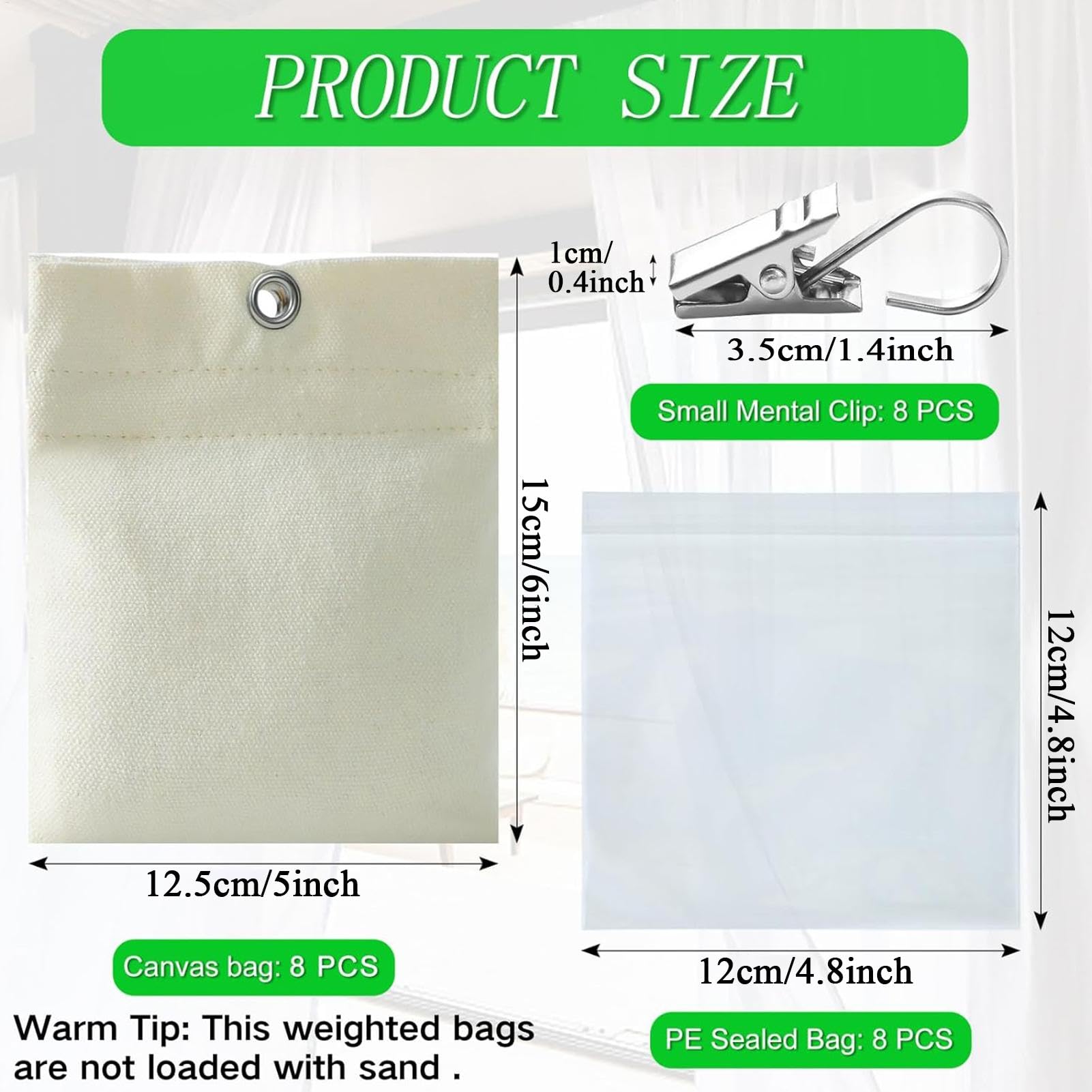 8 Pesi Per Tende Da Esterno Antivento, Sacchetti In Tela Con Ganci, Riempibili Con Sabbia, Per Tovaglie E Tende, Beige - 2