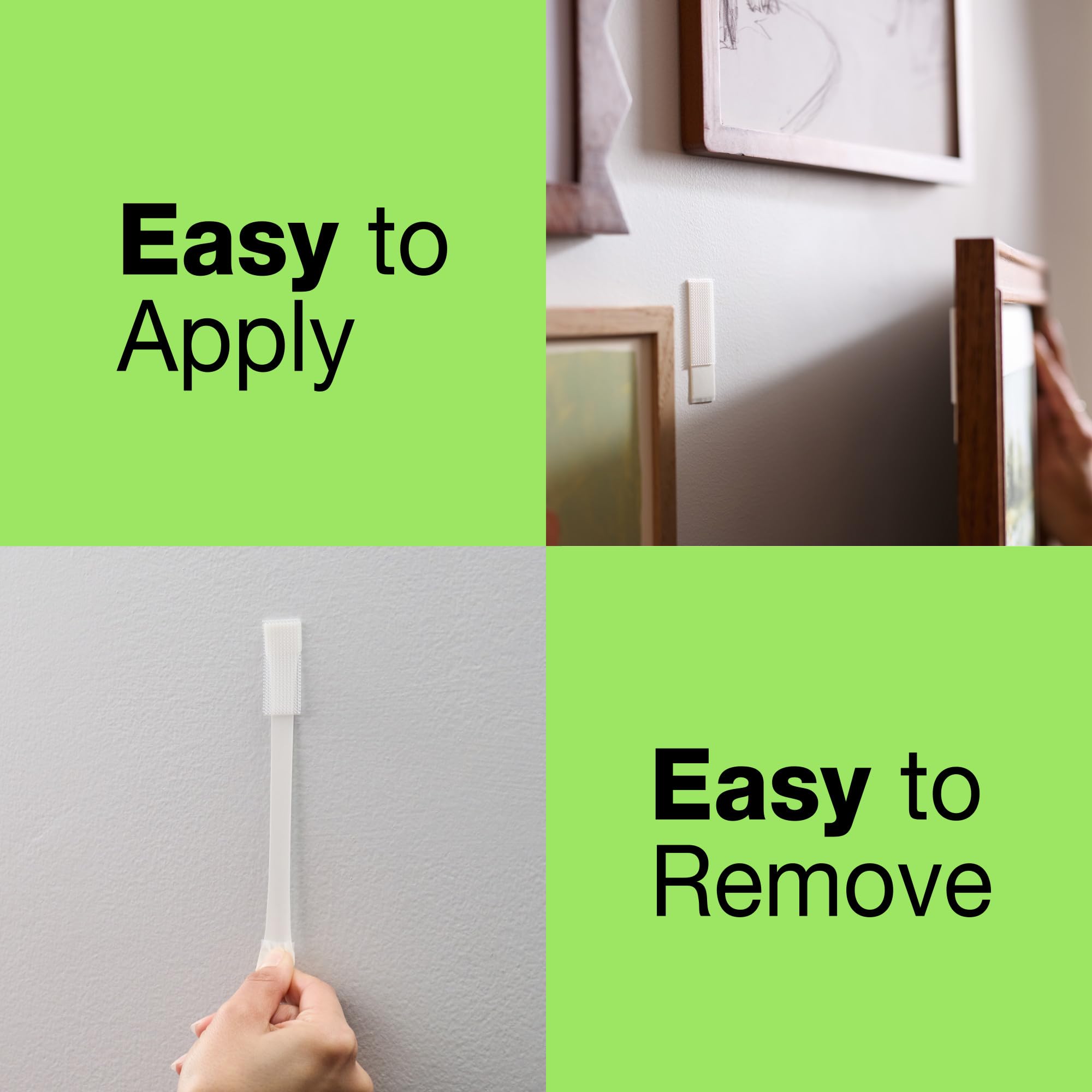 FrogTape reMOVEables - Tiras medianas para colgar cuadros, tiras adhesivas extraíbles sin daños, ganchos de fotos, montaje en pared para marcos, lienzo, decoración del hogar, blanco, 72 pares (144