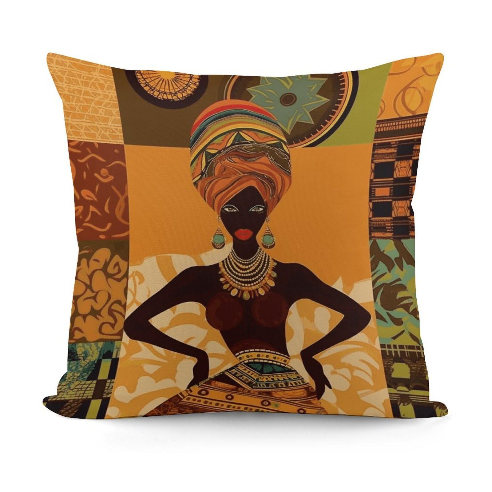 VstaDank African Woman Throw Pillow Covers 18x18 Inch Soft Couch Home Decor Cushion Cover Comfortable Plush Square Cushion Case Farmhouse Decorative Pillowcase for Living Couch