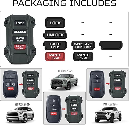 Miniatura 3 de AJT DESIGN Llavero de repuesto compatible con Toyota Tacoma (2024+), Tundra (2022+), 4Runner (2025+) y Sequoia (2023+) Hecho a medida en Estados