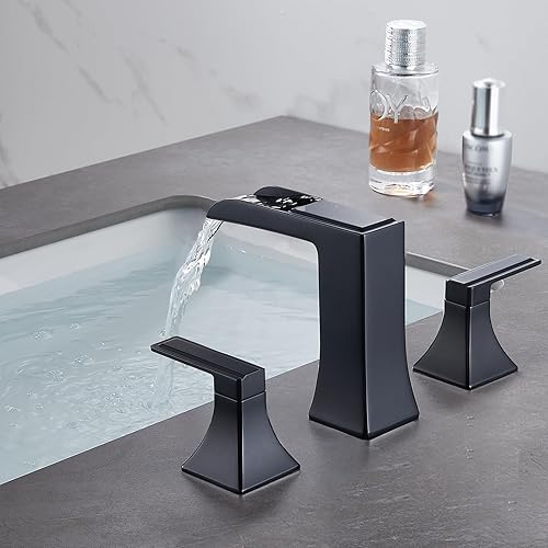 Miniatura 5 de Grifo de baño de 3 agujeros, grifos de baño en cascada para fregadero central de 8 pulgadas o 4 pulgadas, grifo de tocador de dos manijas con