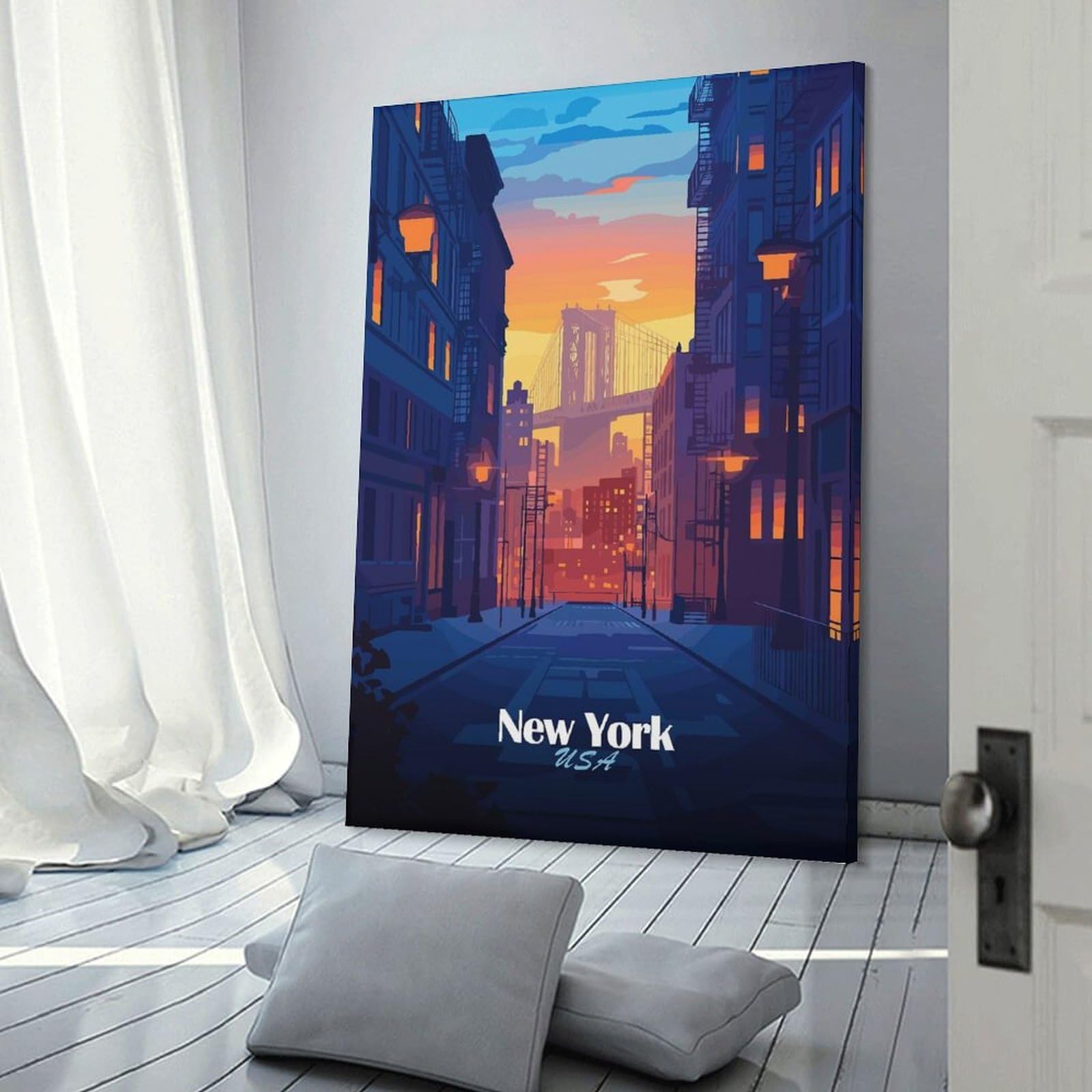 Junmoney New York Cityscape Canvas Wall Art, 16x24inch(40x60cm), for Wall Displays, Bedrooms Or Room Updates, Ideal for Building A Coordinated Art Wall