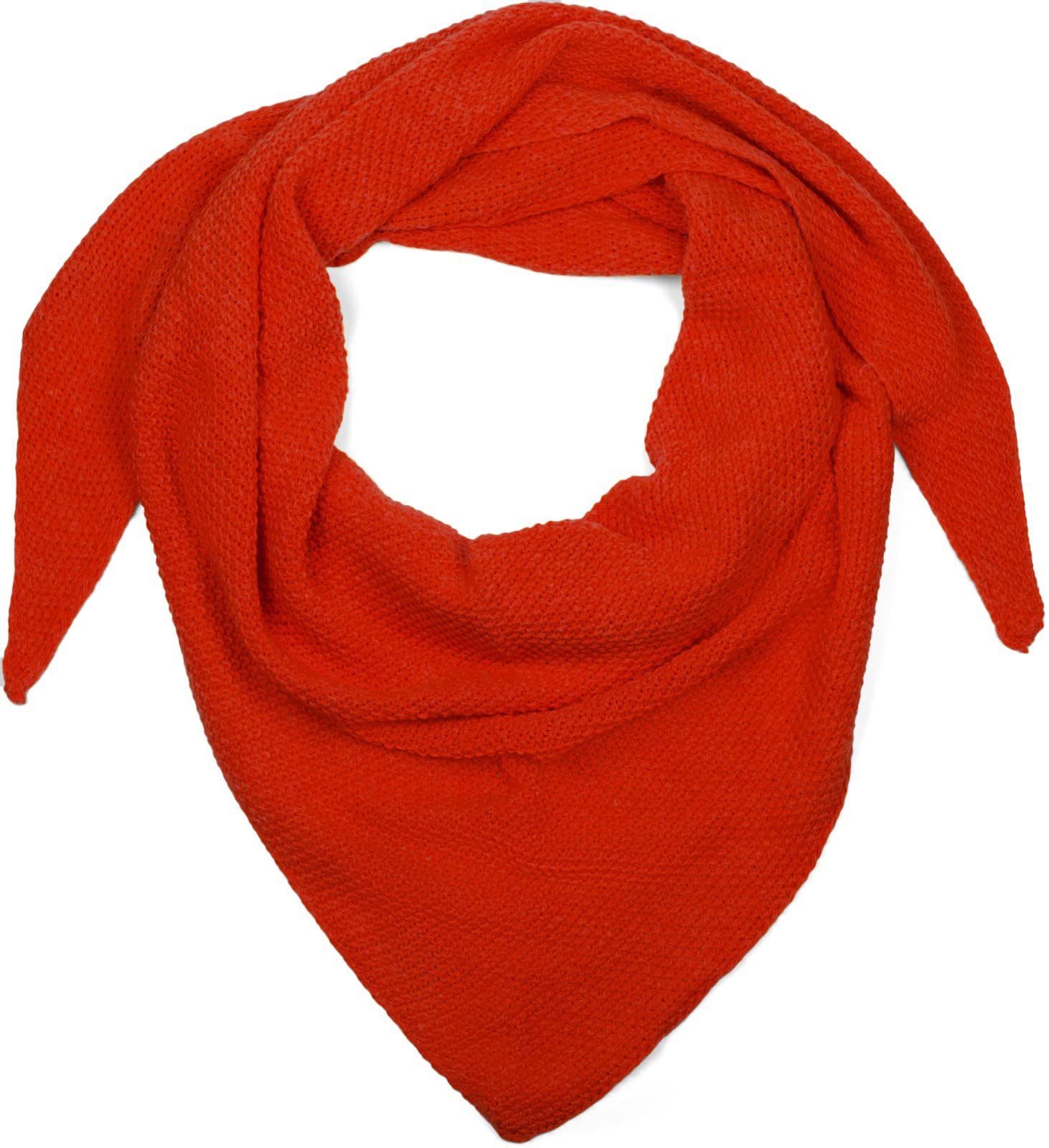 styleBREAKER Women XXL Knitted Triangle Scarf with Rice Grain Knitting Pattern in Blood Orange