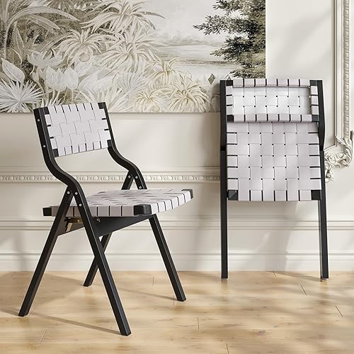 Miniatura 1 de Sillas plegables de madera, sillas plegables para interiores, sillas apilables de cuero de madera, sillas de comedor para cocina y comedor, asiento