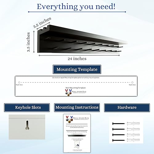 Miniatura 4 de MedalAwardsRack Estante de exhibición de medallas y soporte para trofeos Premier para gimnasia, fútbol, baloncesto, fútbol americano y más  2 pies