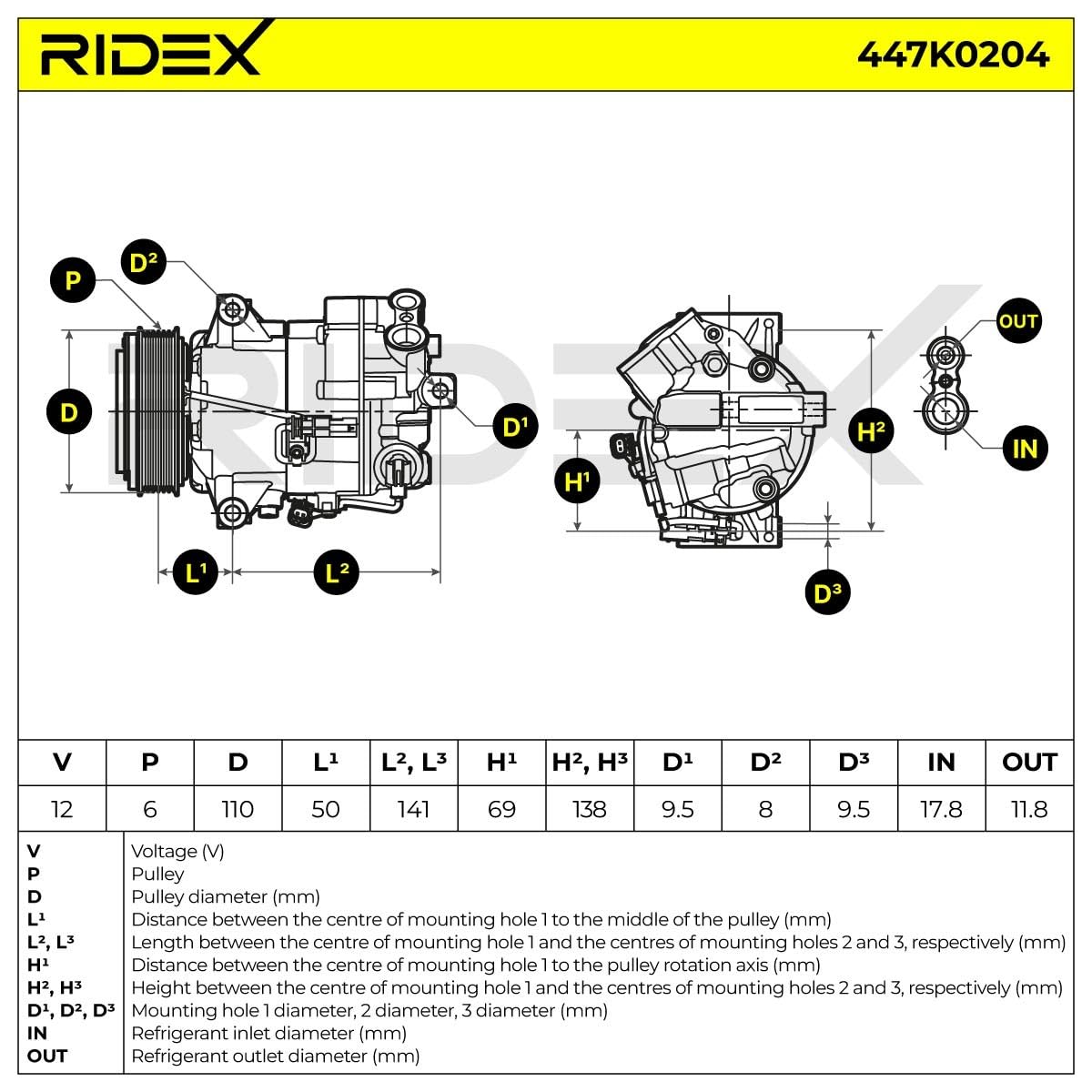RIDEX 447K0204 Compressore aria condizionata Compatibilità con OPEL ASTRA J