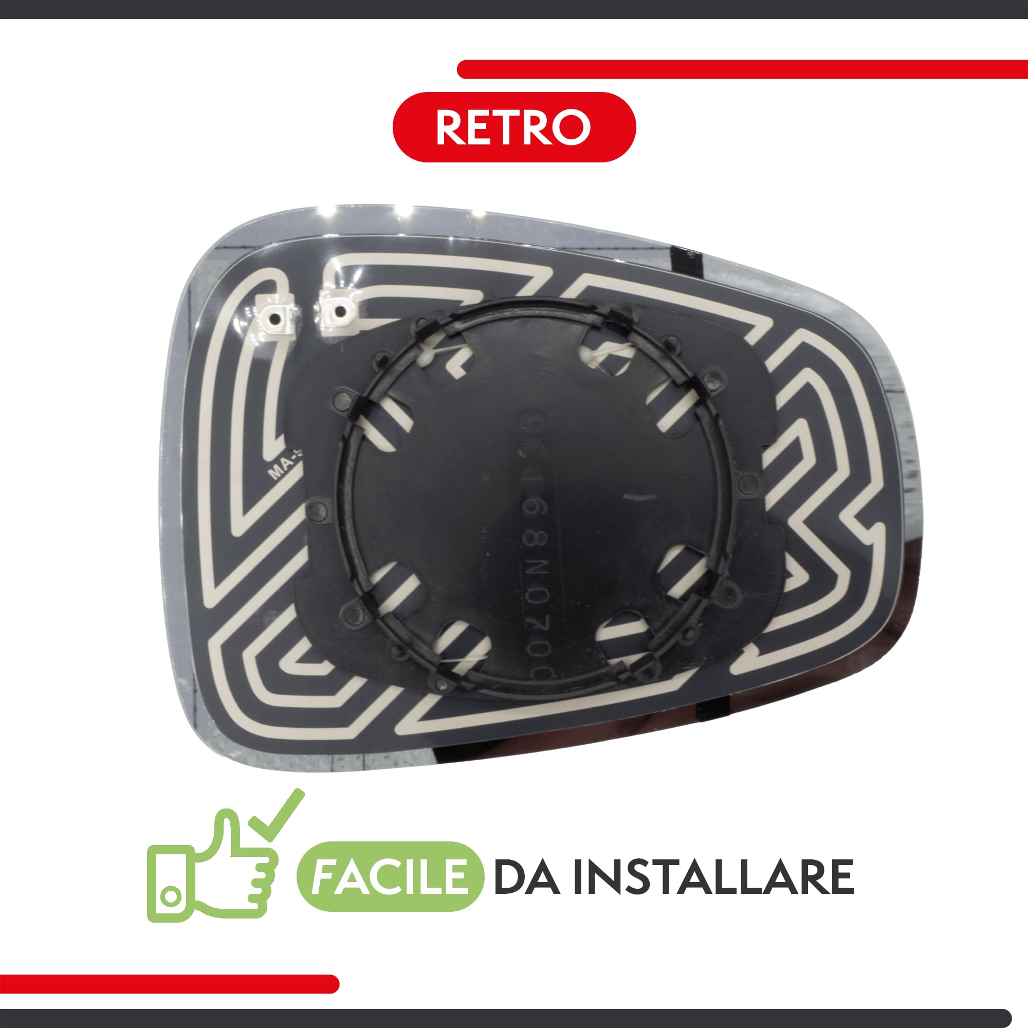 Vetro Specchietto Retrovisore per Alfa Romeo Mito (2008-), 159 (2005-2012), Sinistro, Termico, Sx, Riscaldabile, 71753833