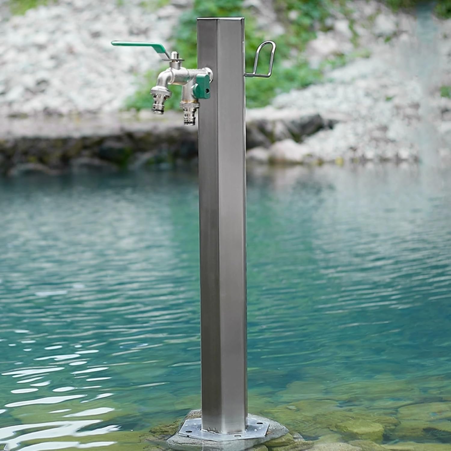 Stainless Steel Garden Water Column Hose Stand with Spigot - Freeze Proof Outdoor Faucet for Efficient Washing and Watering (50cm x 20.5cm / 20in x 8in)
