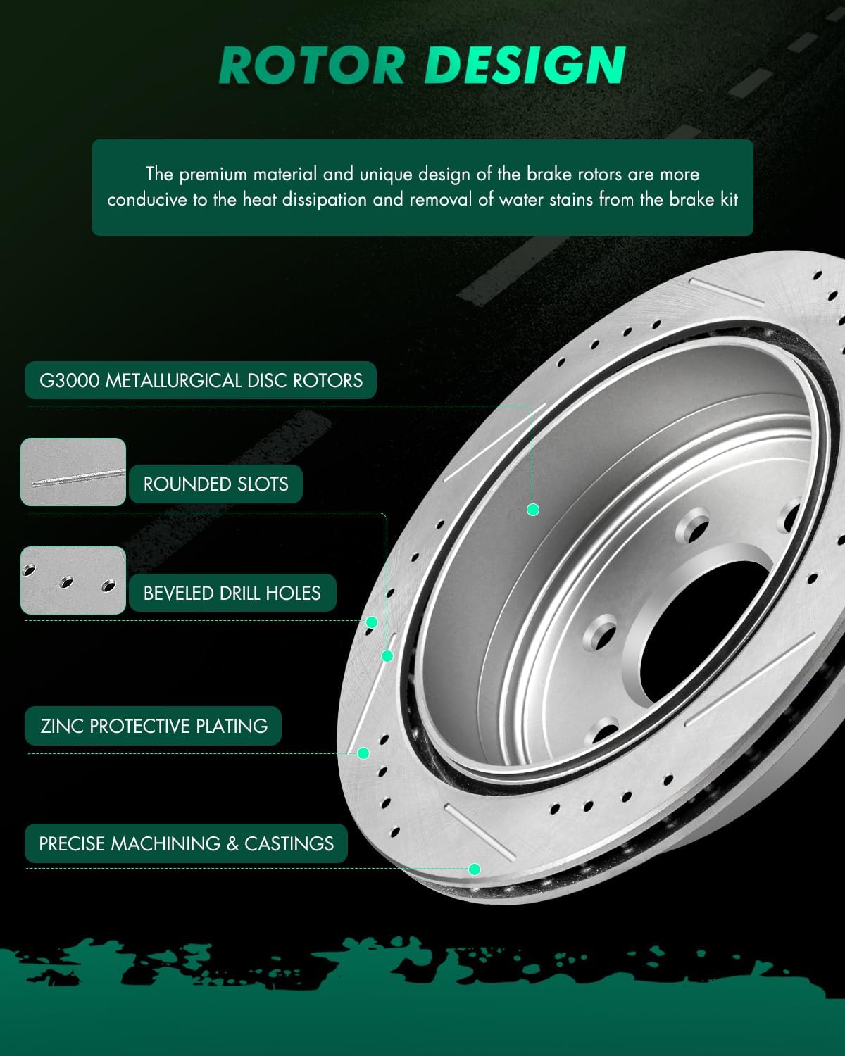SCITOO Rear Disc Brake Rotors Kits Fit For Nissan Frontier 2005-2019,For Nissan Xterra 2005-2015,For Suzuki Equator 2009-2012