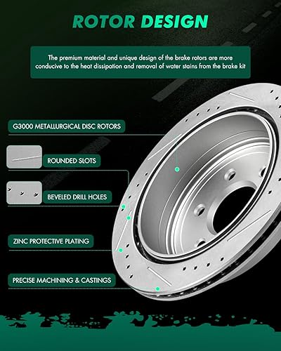 Miniatura 70 de SCITOO Juego de 2 frenos de freno ranurados traseros para Chrysler Town & Country, 08-16 para Dodge Grand Caravan, 09-13 para Dodge Journey, 12-15